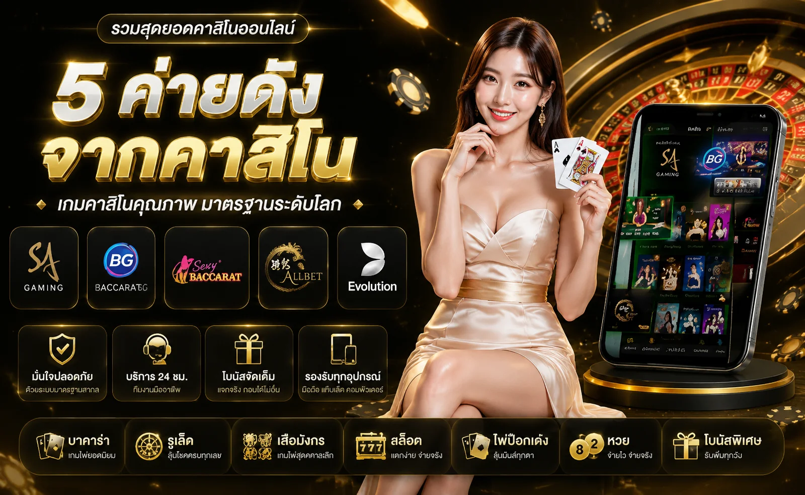 WIN999XBET คาสิโนสด บาคาร่า ดีลเลอร์สาวสวย ถ่ายทอดสดจากบ่อนจริง